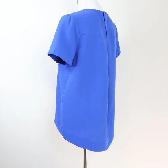 Madewell Size M Tailored Tee High Low Crepe Blouse Short Sleeve Blue - Picture 4 of 11